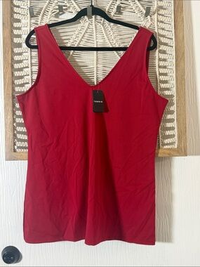torrid Deep Red Sculpting Knot V-Neck Tank Top